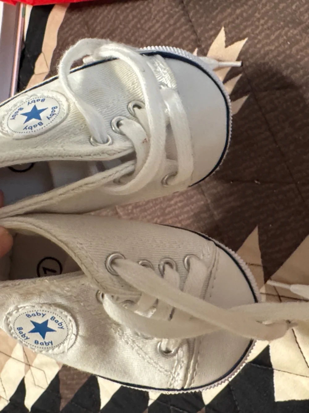 Converse Baby White High-Top Canvas Walker Shoes with Blue Star